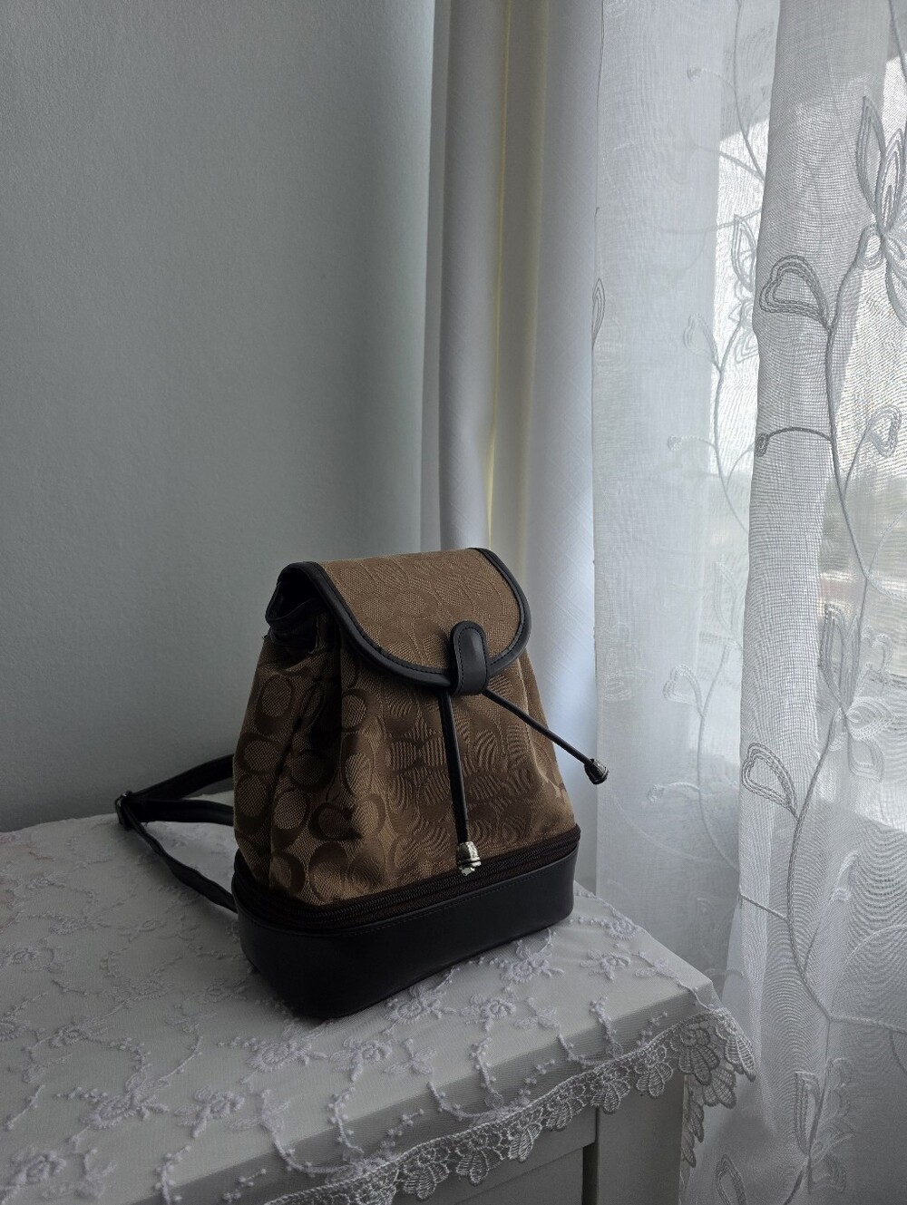 Brown C Signature Drawstring Backpack - Picture 2 of 7